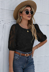 Bluse mit Blumenmuster und Puffärmeln