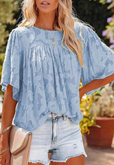 Bluse mit floraler Struktur und Flatterärmeln