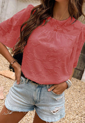 Bluse mit floraler Struktur und Flatterärmeln