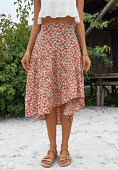 Bedruckter Rock mit asymmetrischem Saum