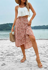 Bedruckter Rock mit asymmetrischem Saum