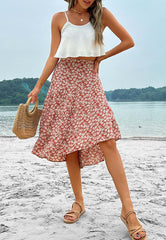 Bedruckter Rock mit asymmetrischem Saum