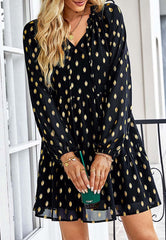 Tie Neck Spotted Dress