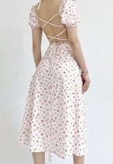 Maxikleid mit Puffärmeln, quadratischem Ausschnitt und Blumenmuster