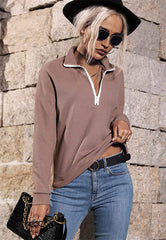 Suéter de punto con cremallera en contraste