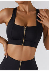 Zippered Adjustable Thin Strap Sports Bra