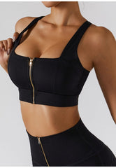 Zippered Adjustable Thin Strap Sports Bra