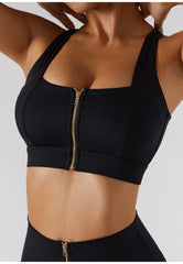 Zippered Adjustable Thin Strap Sports Bra