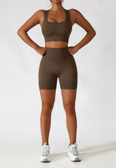 Racerback Sports Bra & Sculpting High Waist Shorts Set