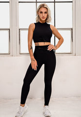 Halter Sports Bra & High Waist Legging Textured Two Piece Set