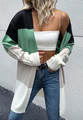 Cárdigan largo de rayas con bloques de color