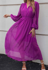 Vestido con cuello con volantes y mangas de obispo