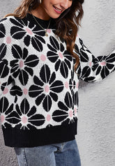 Pullover mit geometrischem Blumenmuster