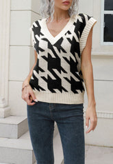 Chaleco de punto de pata de gallo