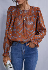 Blusa con estampado de lunares cruzados