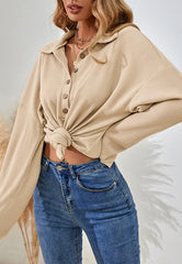 Sudadera Henley de punto gofre