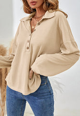 Sudadera Henley de punto gofre