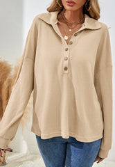 Sudadera Henley de punto gofre