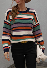 Suéter vintage de rayas con hombros caídos