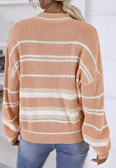 Suéter básico de rayas con cuello redondo