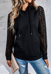 Sudadera con capucha y mangas de encaje delicado