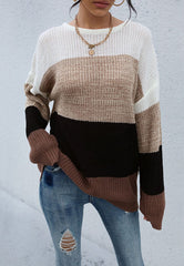 Oversize-Pullover mit überschnittenen Schultern und Streifen