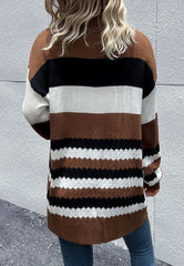 Mixed Striped Pattern Fall Cardigan