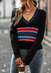 Suéter de rayas multicolor en contraste