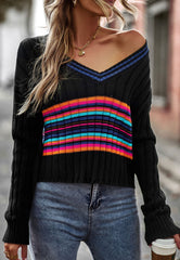 Suéter de rayas multicolor en contraste