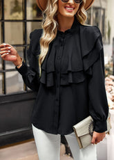 Tiered Ruffle Button Down Blouse