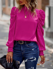 Bluse mit Puffärmeln und Bindeband hinten