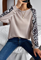 Suéter de otoño con estampado de leopardo y punto gofre