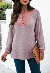 Suéter Henley ligero de dos tonos