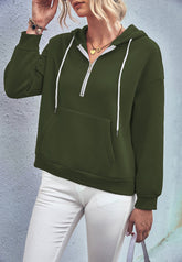 Solid Color Zip-Up Hoodie
