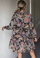 Tie Neck Paisley Print Dress