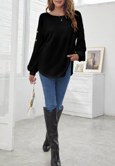 Suéter de manga obispo con botones en contraste