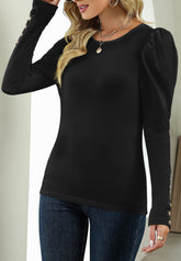 Oberteil mit Gigot-Ärmeln und Knopfdetail