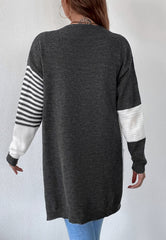 Cárdigan de punto acanalado con bloques de color