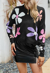 Suéter con estampado floral multicolor