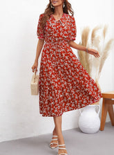 Vestido con cuello caído y estampado floral