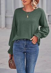 Solid Color Shirred Cuff Sweater