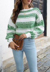 Suéter de rayas mixtas con hombros caídos