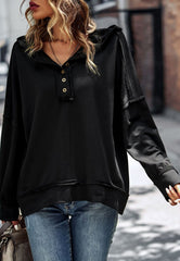 Solid Color Snap Button Henley Sweater