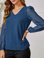 V Neck Swiss Dot Light Blouse