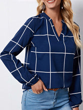 Klassische Bluse mit Gittermuster
