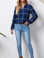 Klassische Bluse mit Gittermuster