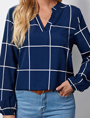 Klassische Bluse mit Gittermuster