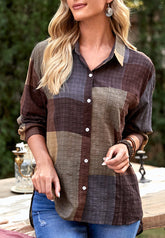 Polo a cuadros con botones y hombros caídos