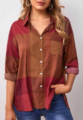 Polo a cuadros con botones y hombros caídos