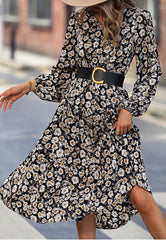 Vintage Floral Herbst Midikleid